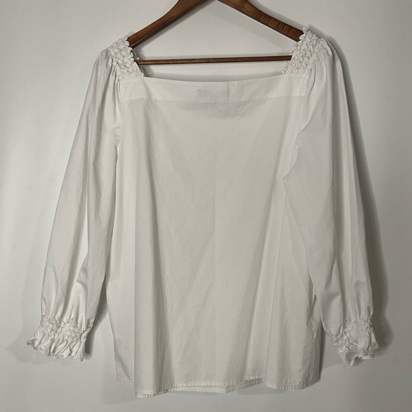 Lafayette 148 New York Beautiful Feminine White Eyelet Cotton Blouse size XL. - Picture 12 of 15